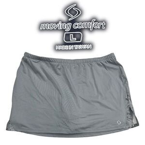 Moving Comfort Skort Women Large Gray Elastic Waist Side Slit Pull-On Athletic